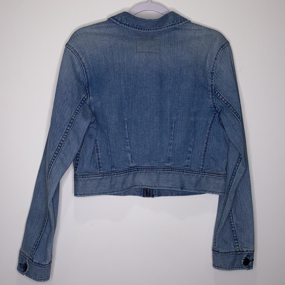 Levi’s Cropped Blue Jean Jacket Size L - Picture 5 of 10